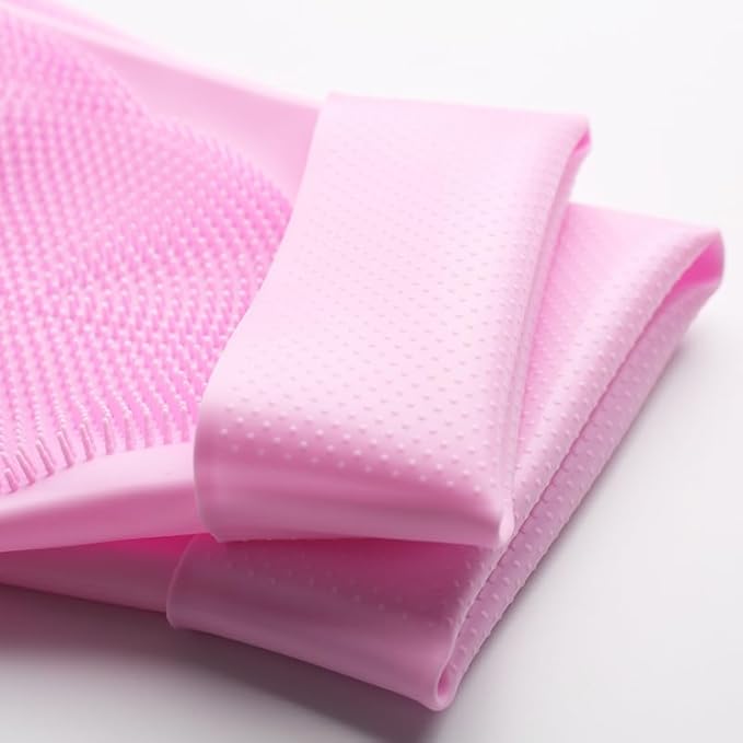 Pet Grooming Gloves,Heat-Resistant Silicone Gloves with High-Density Teeth for Enhanced Massaging and Bathing of Dogs and Cats (Pink, 2 Pair)