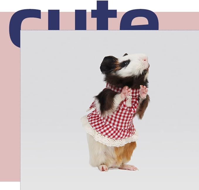 Guinea Pig Harness and Leash Plaid Hamster Harness, Adjustable Ferret Harness and Leash Set No Pulling Walking Vest for Ferret Chinchilla and Similar Small Animals (Small,Pink)