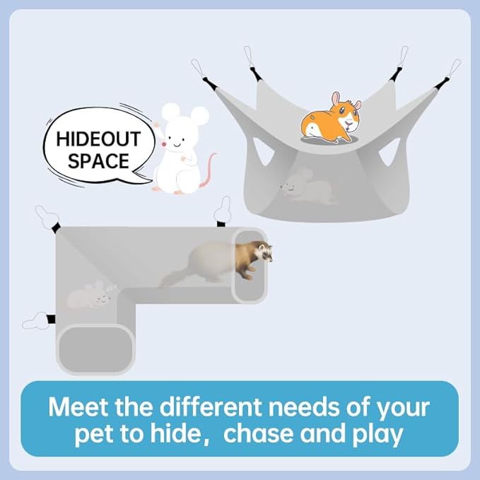 Large Caliber Guinea Pig & Rat Tunnel Hideout & Hammock, Corner Hideout Toy for Guinea Pig, Ferret, Hedgehog & Piggy to Hide and Shuttle (3. Tunnel-Watermelon)