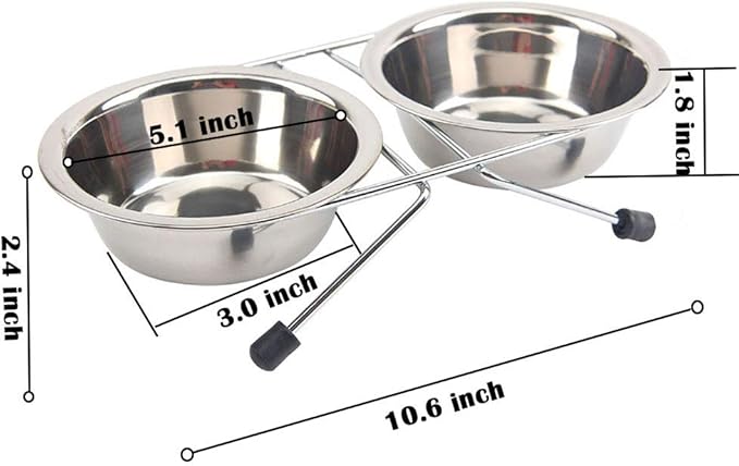 Elevated Dog Cat Food and Water Bowls, Stainless Steel Raised Pet Dish Feeder Retro Iron Elevated Stand for Dogs and Cats (Medium)
