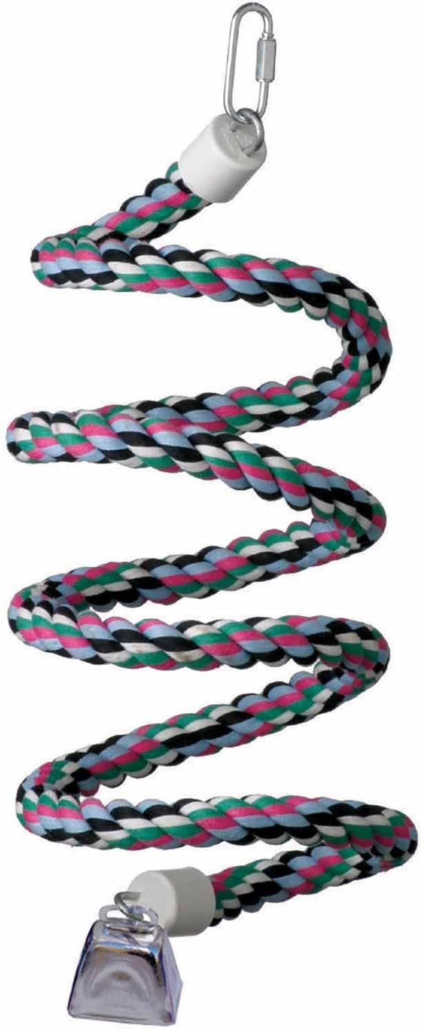 Super Bird Creations SB324 Colorful Cotton Rope Bungee Bird Toy, Medium Bird Size, 3/4" Diameter x 66"
