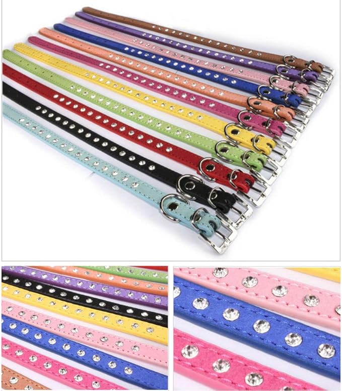 Blue Rhinestone Dog Collars for Small Dogs, Pretty Bling Puppy Collar Crystal Jewel Glitter Diamond Cat Collar for XXS Xs Small Medium Pet Female Dogs Girl, S