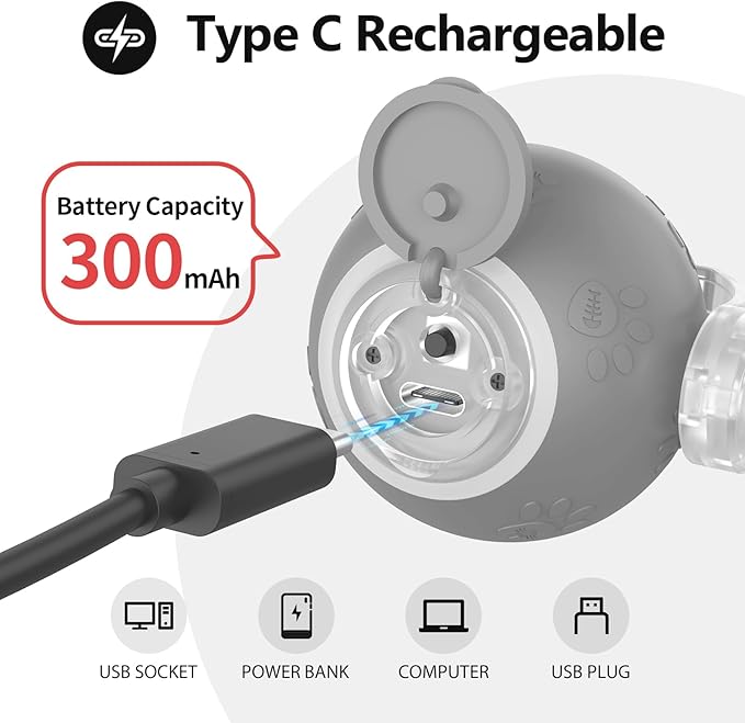 Interactive Cat Toys, Automatic Moving Cat Toy for Bored Indoor Adult Cats, Fast Rolling , Chirping & Motion-Activated Cat Toys, Fun Gift for Cats with Speedy Tail 2.0, USB Rechargeable(gray)