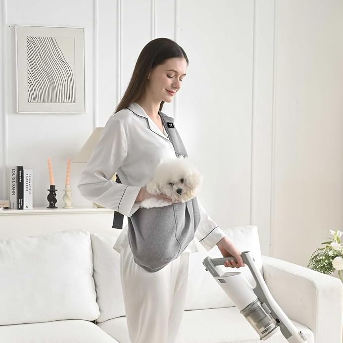 Dog & Cat Carrier Sling, Adjustable Soft Padded Shoulder Puppy Carrier, Hands-Free Dog Carrier Bag with Double Safety Buckles Premium Material for Outdoor Travel (Light Gray, L)