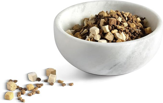 White Marble Dog Bowl - Non-Slip, Non-Tipping, Heavy Duty for Large Dogs - African Natural Stone Water and Food Bowl, Holds 4.6 Cups (7.5lbs)