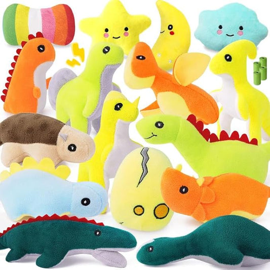20-Pack Adorable Dinosaur Puppy Toys β Distinct Dino-Themed Squeaky Dog Toys for Small Dogs to Keep Them Busy, Interactive Chew Toys for Mental Stimulation & Gentle Teeth Cleaning