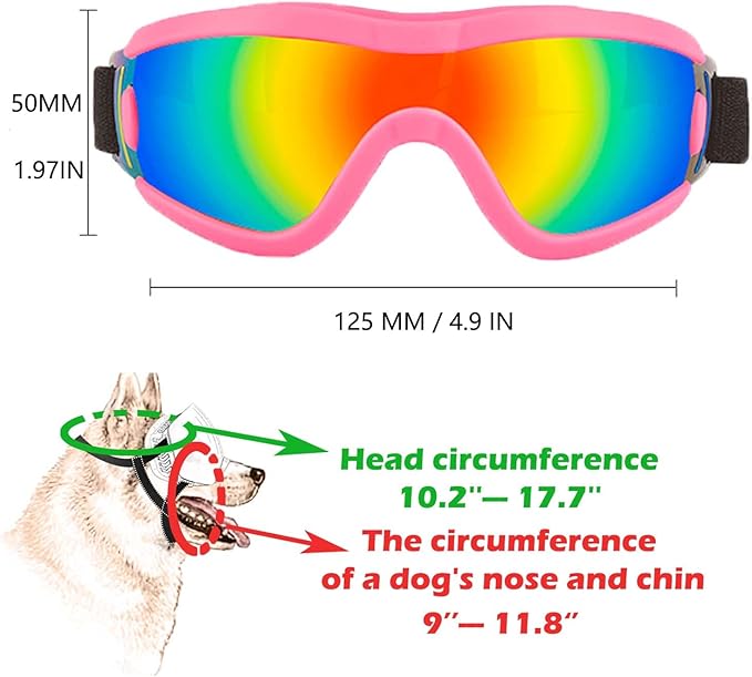 Medium Dog Sunglasses with Adjustable Strap UV Protection, Winproof Puppy Sunglasses, Suitable for Dogs Eyes Protection,Soft Dog Goggles