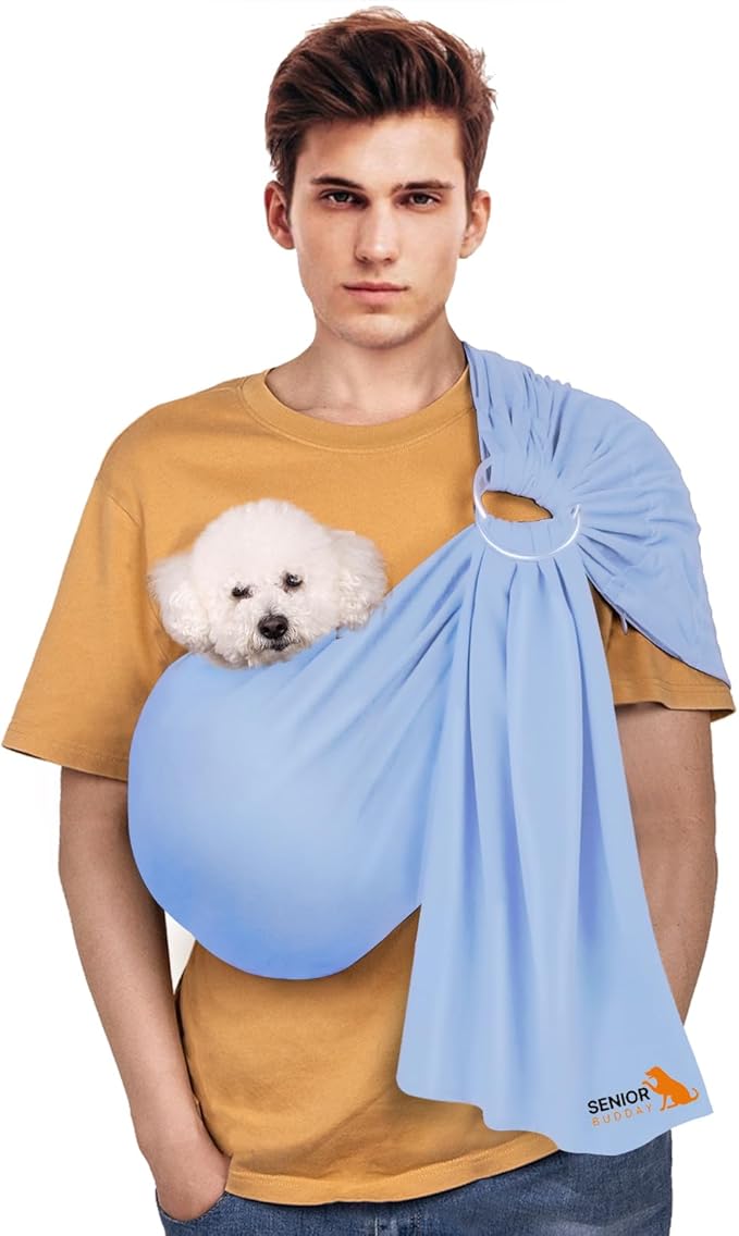 Dog Sling Carrier for Small Dogs,Carrying Wrap Anti-Anxiety Cat Sling,Adjustable Pet Sling (Light Blue) (Light Blue)