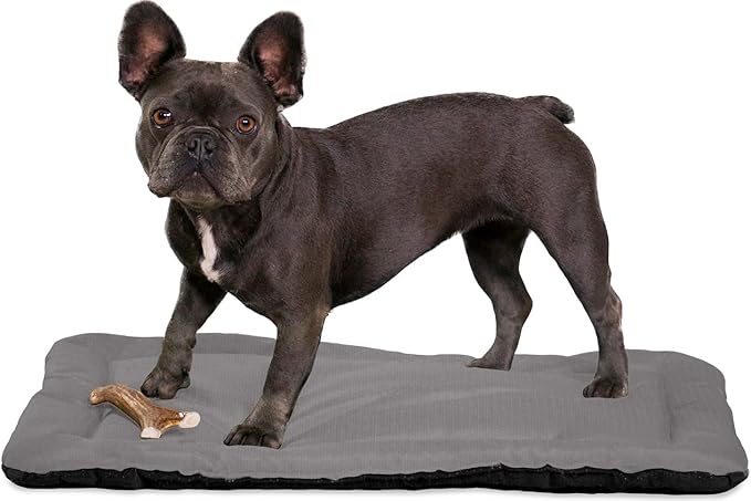 K9 Ballistics Tough Ripstop Dog Crate Pad - Durable & Machine Washable with Non-Skid Bottom and 120-Day Warranty, Fits 30" Wire Crates - Small, Light Gray Velvet