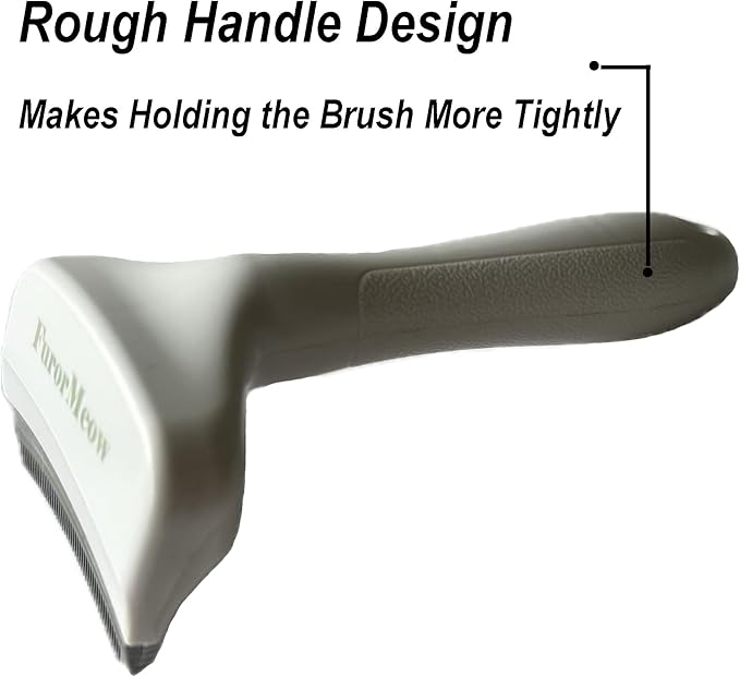 Pet Deshedding Tool with Curve Blade, Cat Grooming Brush, Tight V-shaped Teeth Shedding Comb for Cat and Small Dog (White, Small)