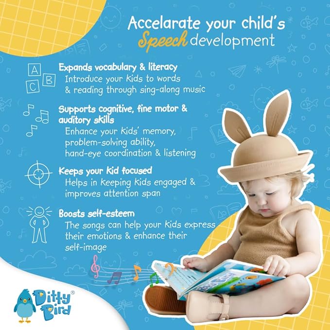 Ditty Bird Animal Sounds Book for Toddlers โ Interactive Book Featuring Cuckoo, Blue Tit, Herring Gull, Tawny Owl & Dove Sounds | Musical Board Book for Ages 1-3 | Perfect Educational Gift for Toddler