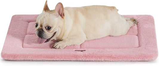MADE 4 PETS Dog Crate Pad Bed for Medium Dogs, Washable & Reversible, Anti-Slip Kennel Mat for Cozy Sleeping, Soft Fluffy Dog Bed for Indoor & Outdoor Use, 29"x21", Pink
