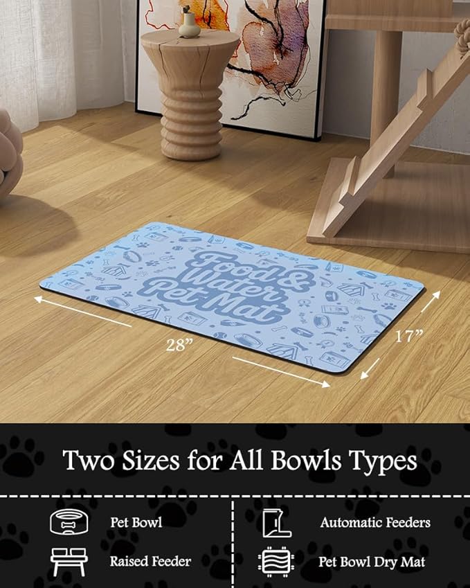 Pet Feeding Mat-Absorbent Dog Mat for Food and Water Bowl-No Stains Quick Dry Water Dispenser Mat-Dog Accessories Pet Supplies-Bowl for Messy Drinkers(Words,17"x28"