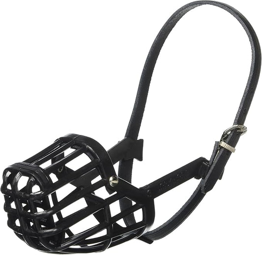 Leather Brothers Italian Basket Dog Muzzle, Adjustable Secure Fit, Comfortable Design, Training and Safety, Averts Biting, Prevents Chewing and Scavenging, Perfect for Grooming - Black, Size 4