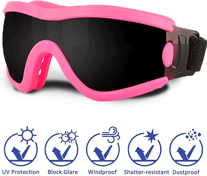 Medium Dog Sunglasses with Adjustable Strap UV Protection, Winproof Puppy Sunglasses, Suitable for Dogs Eyes Protection,Soft Dog Goggles