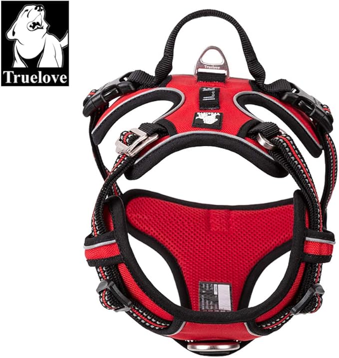 TRUE LOVE Dog Harness No Pull Nylon Reflective Pet Harness Adjustable Comfortable Control Step-in Brilliant Colors Truelove TLH56512 Red