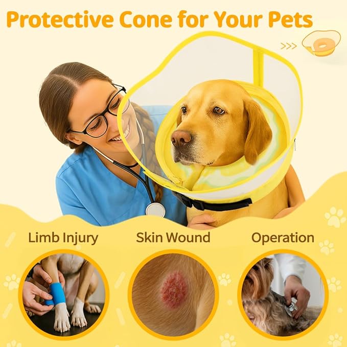 Soft Dog Cone Collar, Inflatable Donut Cones Alternative After Surgery with Anti-Lick Shield, for Large/Medium/Small Dogs to Stop Licking, Elizabethan Neck Ecollars of Shame, Comfy Pillow E Recovery