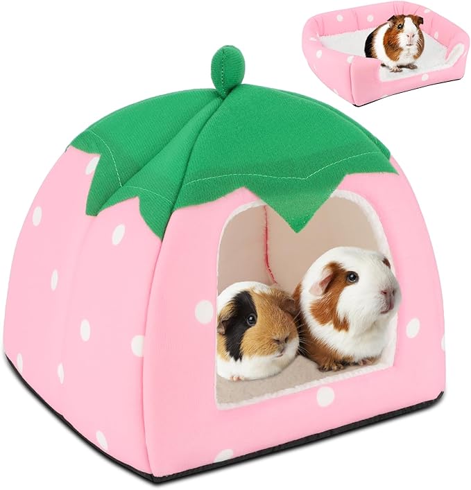 BWOGUE Guinea Pig House Bed Cozy Hamster Cave Large Hideout for Dwarf Rabbits Hedgehog Bearded Dragon Winter Nest Hamster Cage Accessories