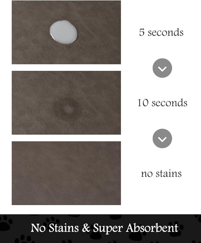 Pet Feeding Mat-Absorbent Dog Mat for Food and Water Bowl-No Stains Quick Dry Water Dispenser Mat-Dog Accessories Pet Supplies-Bowl for Messy Drinkers(Brown,17"x34"