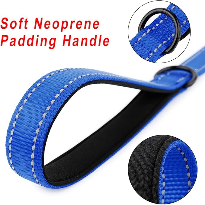 PLUTUS PET Short Training Dog Leash with Padded Handle for Medium Large Dogs,18 Inch Heavy Duty Strong Traffic Leash with Carabiner Clip for Climbing Walking or Guiding Blind(18”,Royal Blue)