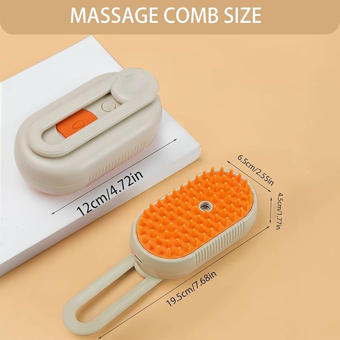 cat steam brush for shedding -4 in 1 Rechargeable Steam Brush for Cats and Dogs, Anti-static, Massage, Cleaning, Shedding & Combing All In One!grooming tool for cats and dogs(Beige)