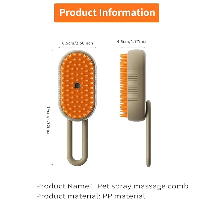 Cloud Care Cat Brush,Cat Hair Steam Brush for Shedding, 2024 Best Cat Steam Brush, Pet Steam Brush, 3-in-1 Self-Cleaning Cat Brush with 360° Rotating Arm, Detachable Silicone Bristle Head (Brown)