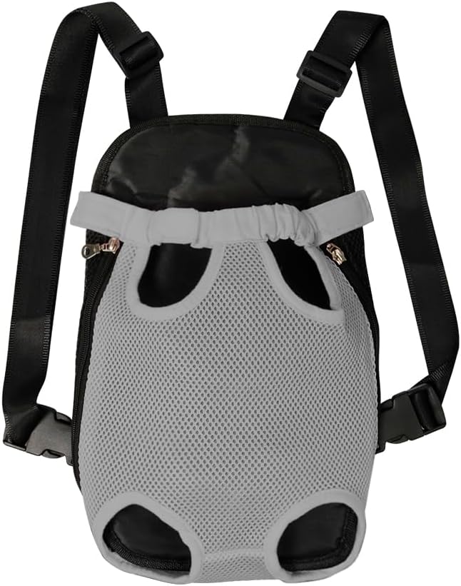 FEimaX Dog Carrier Backpack Pet Legs Out Front Cat Travel Bag, Adjustable Puppy Backpacks Carriers Hands-Free for Small Medium Dogs Cats Hiking Traveling Camping Daily Walking (Large, Grey)