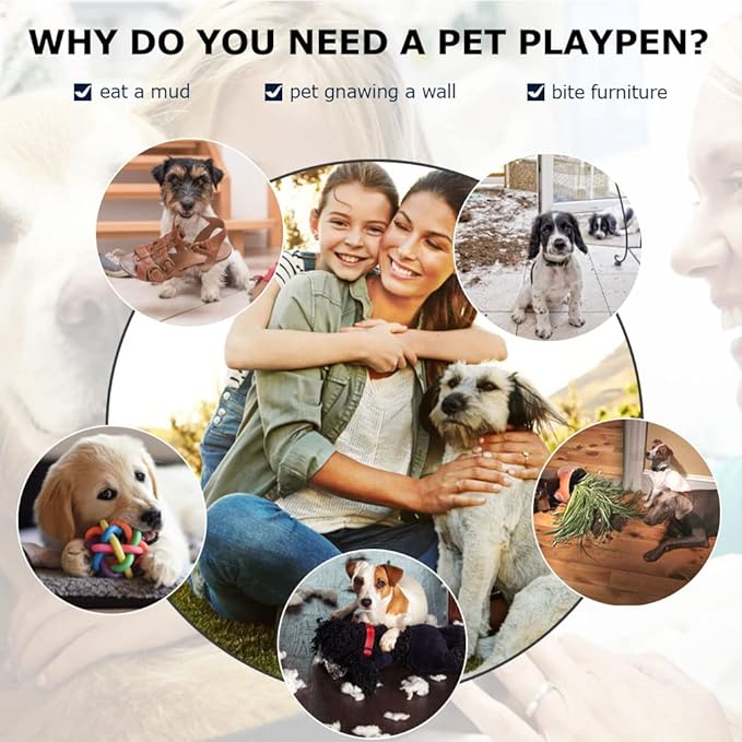 BestPet Dog Playpen Indoor 32 inch 8 Panels Metal Dog Pen Pet Dog Fence Outdoor Exercise Pen with Doors,Pet Puppy Playpen for RV Camping Yard, Black