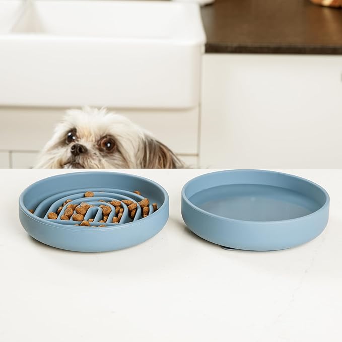 The Slowdown Bowl Silicone Slow Feeder for Cats & Kittens, Slow Eating Mealtime Solution with Lick Modern Mat Design, Reduces Gulping, Fits 1 Cup 6” Across x 1.25” Tall, Small-Terracotta