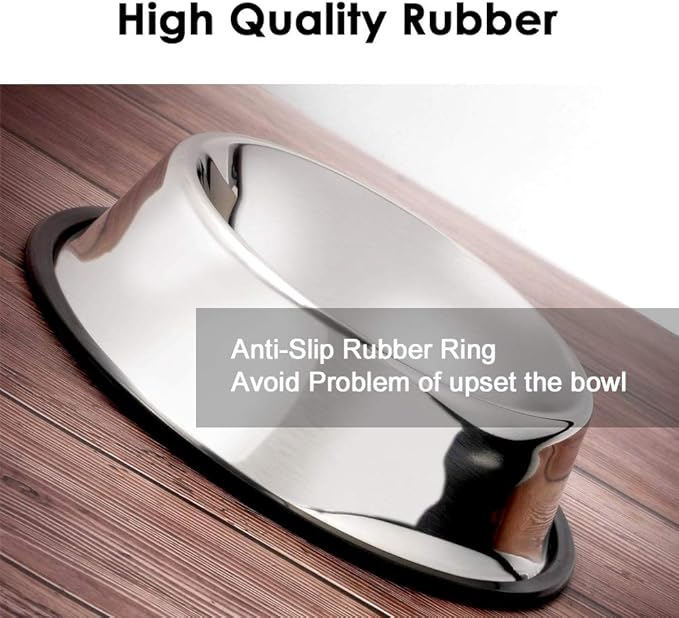 Stainless Steel Dog Bowls, 6 Cup/48oz Cat Bowl Water and Food with Rubber Base, Pet Bowls for Large Dogs and Pets, 3Pack