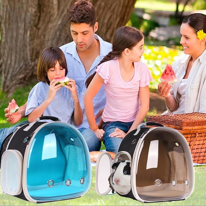 Portable Guinea Pig Backpack, Polarized Bubble Backpack for Small Animals Travel Handbag Cage for Kitten Rabbit Squirrel Bearded Dragon Turtle Breathable Carrier