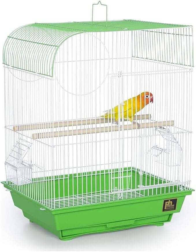 Rustic Retreat Top Bird Cage with Durable Metal Construction, Spacious Interior, and Convenient Top Access Lime Green/Flat Top