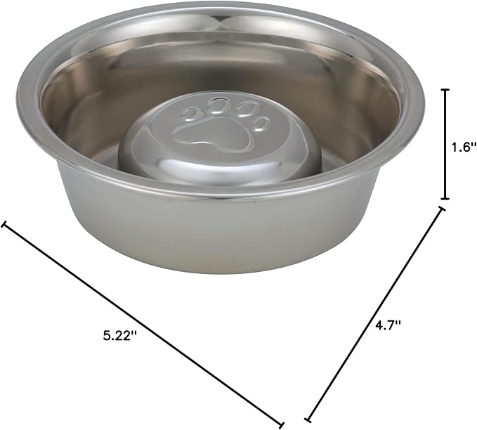 Neater Pet Brands Stainless Steel Slow Feed Dog Bowl for Fast Eating Small Breeds, Metal Slow Feeder Dog Bowl Fits in Cat & Small Neater Feeders, for Puppy or Dogs (< 15 lbs), 3/4 Cup Food Capacity