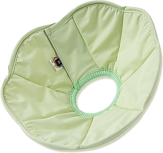Touchdog Foldable Dog Cone Collar for Cats & Dogs - Adjustable Soft Recovery Collar with Waterproof PU Coating, Lightweight Design, 24.5cm/9.6in Wide Barrier (Green, M)