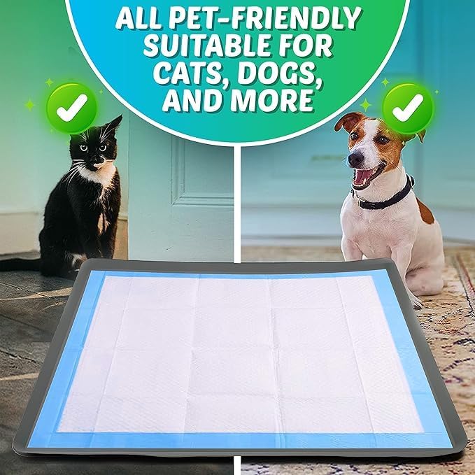 TidyFriend 2 Pk Dog Pee Pad Holder Tray Fits for 24” x 36” Pee Pads with Corner Lock Holes, Raised Edges, Non-Spill, Easy to Clean Silicone Dog Potty Tray Holder, for Indoor Floor Protection (Grey)