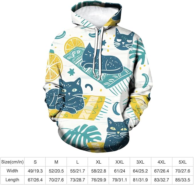 Unisex Adults 3D Dog Cat Printed Hoodies for Men Women Pullover Novelty Sweatshirts with Pockets