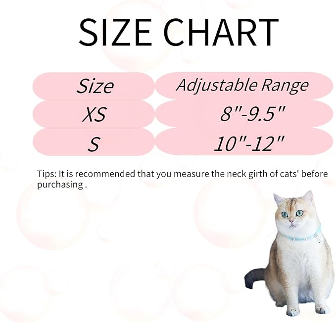 Spiked Cat Collar with Bells, Breakaway Genuine Leather Protective Collar for Kitty, Studs Spikes Punk Style Adjustable for Girl Boy Kittens Small Bunny Rabbit, 10"-12" Blue