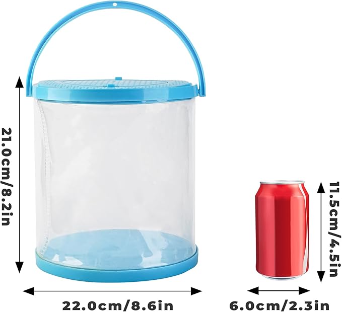 Foldable Small Aquarium, Portable Fish Tank, Fish Transport Container, Plasitc Fish Bowl, Beginner Tank, Great Concept for Catching and Release Critters, Beach, Pool and Lake