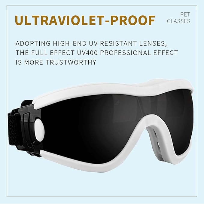 Medium Dog Sunglasses with Adjustable Strap UV Protection, Winproof Puppy Sunglasses, Suitable for Dogs Eyes Protection,Soft Dog Goggles