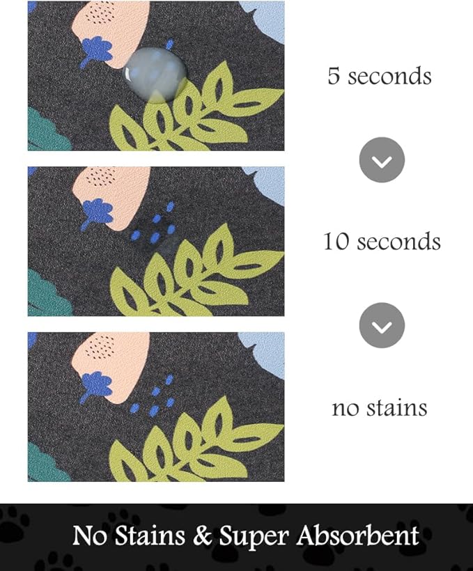 Pet Feeding Mat-Absorbent Dog Mat for Food and Water Bowl-No Stains Quick Dry Water Dispenser Mat-Dog Accessories Pet Supplies-Bowl for Messy Drinkers(DARKFLOWERS,12"x19"