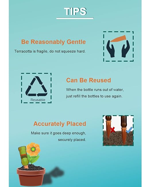 vensovo 10pcs Terracotta Watering Spikes - Colorful Automatic Self Watering Stakes, Plant Watering Devices for Wine Bottles Recycled Bottles, Clay Plant Garden Waterers for Vacations