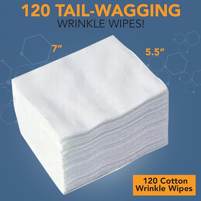 NOVEHA 5βx7β Large Dog Wipes | Wipes for Bulldog, French Bulldog, Pug, English Bulldog | Deodorizing, for Multiple Areas Removes Dirt, Wrinkles, Folds, Tear Stain, Tail Pockets & Paws (120 Counts)