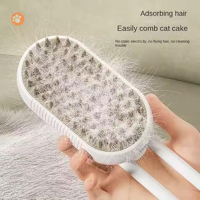 3-in-1 Steam Pet Brush for Cats & Dogs β Self-Cleaning Grooming Comb with Spray Mist, Massage & Shedding, Rechargeable USB, Anti-Static, Foldable Handle (TAN)