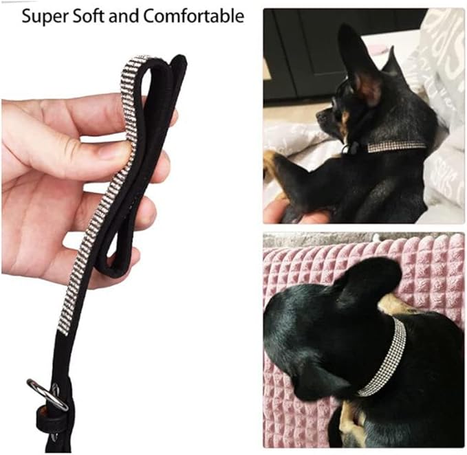 Rhinestone Dog Collar for Small Dogs, Bling Diamond Fancy Crystal Glitter Pretty Jewel Pet Puppy Collars for XXS XS Small Medium Large Breed Girl Dogs Female Cats Kitten, Black L