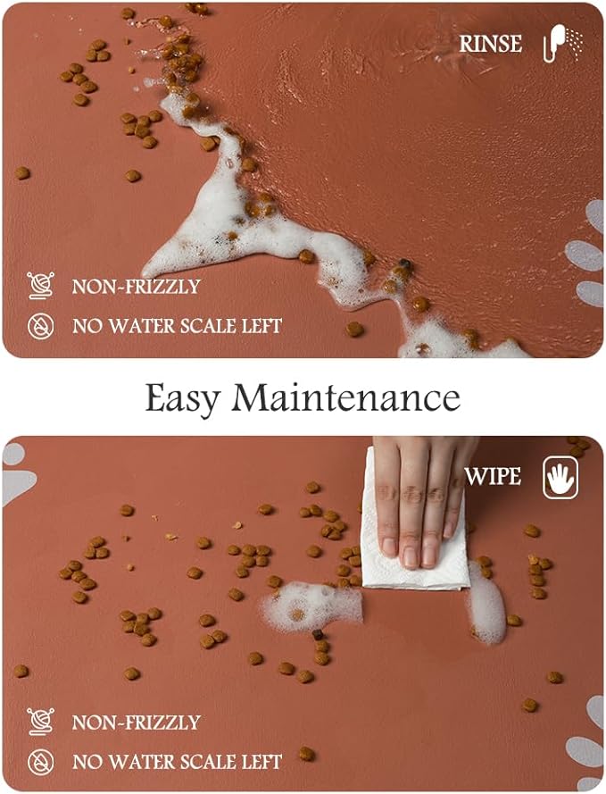 Pet Feeding Mat-Absorbent Dog Mat for Food and Water Bowl-No Stains Quick Dry Water Dispenser Mat-Dog Accessories Pet Supplies-Bowl for Messy Drinkers(Orange,16"x24"