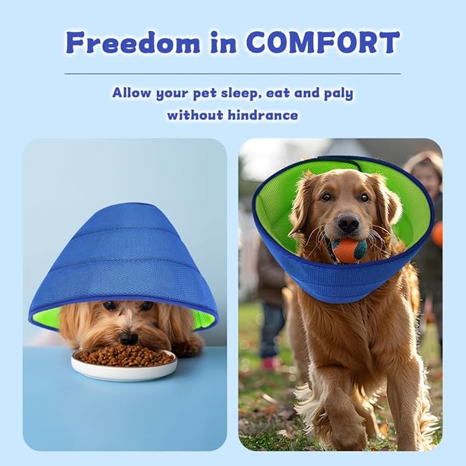 Soft Dog Cone Collar After Surgery Alternative for Dogs to Stop Licking, Comfy Collars for Large/Medium/Small Pet/Cat, Comfortable Elizabethan Neuter Recovery E Cones of Shame Neck & Head Ecollars