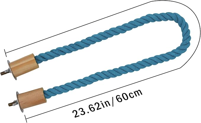 2 Pack Bird Rope Perch and Swing, Bird Cage Stand Pole Accessories, Climbing Toy for Parrot, Parakeet, Budgie, Cockatiel, Lovebird (23.62"/60 cm)