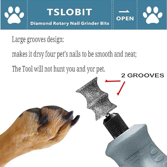 Diamond Dog Nail Grinder Bits Attachment,1/8'' Pet Nail Grinder Wheel for Dremel Dog Nail Grinder, Diamond Rotory Bit for Dogs&Pets Nail Care(Large B)
