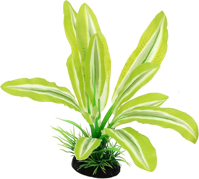 Silk Aquarium Plants for Betta Fish Tank, 2 Pcs 8 Inch Small Silk Aquarium Plant Aquatic Water Grass Decoration,Green-Yellow