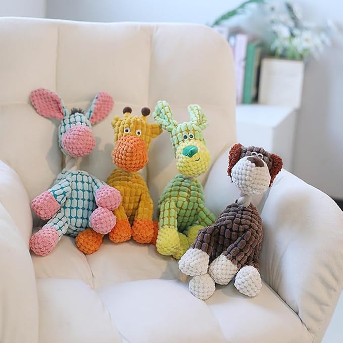 Indestructible Dog Toys,2025 New Dogs Plush Toy for Aggressive Chewers,Squeaky Durable Chew Toy for Indoor Pups Teething, Stuffed Toys for Small Medium Large Animals (Brown+Green Dog)